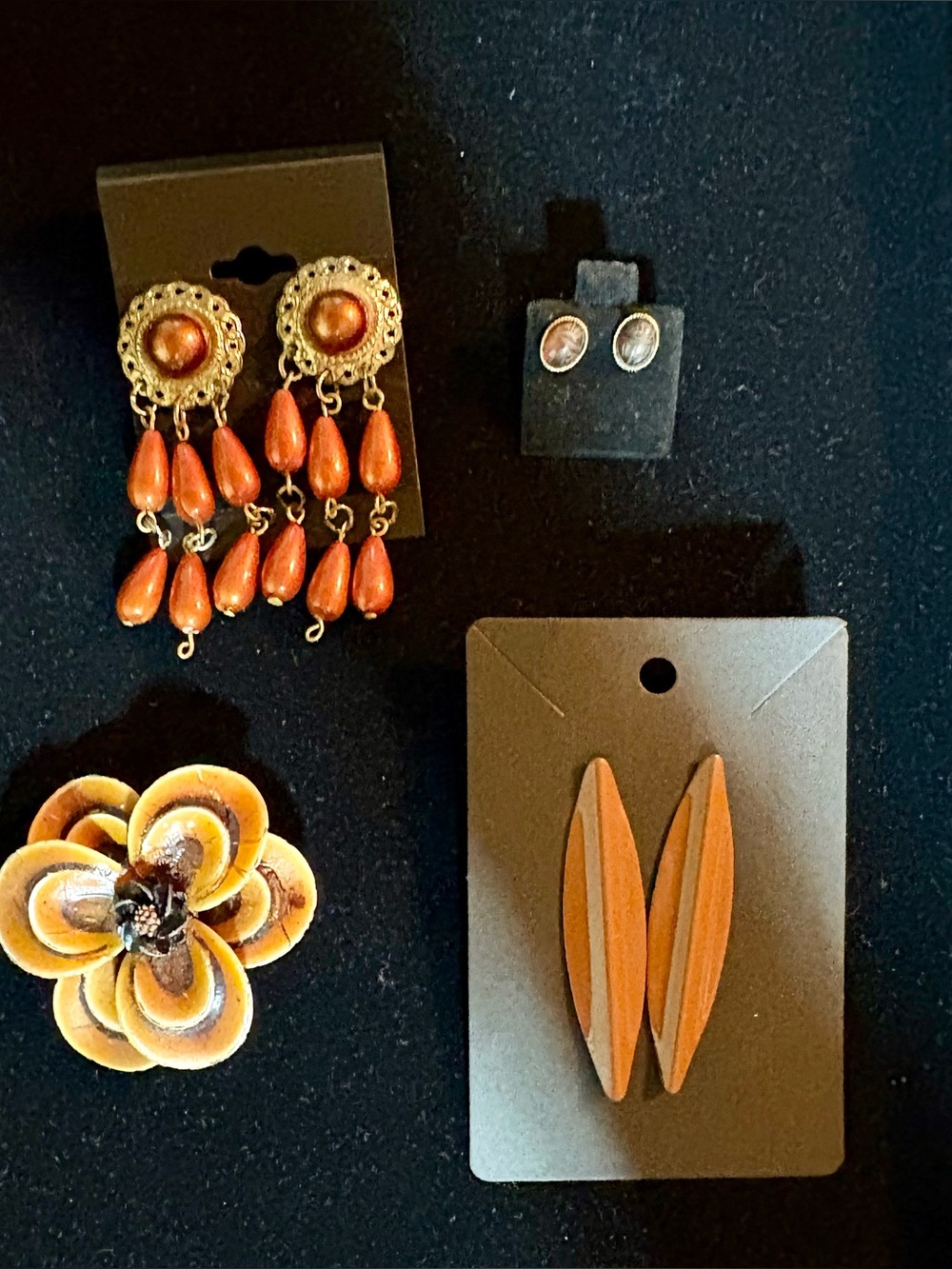 Teardrop Chandelier/Studs/ Metal Earrings plus Brooch - Women Jewelry